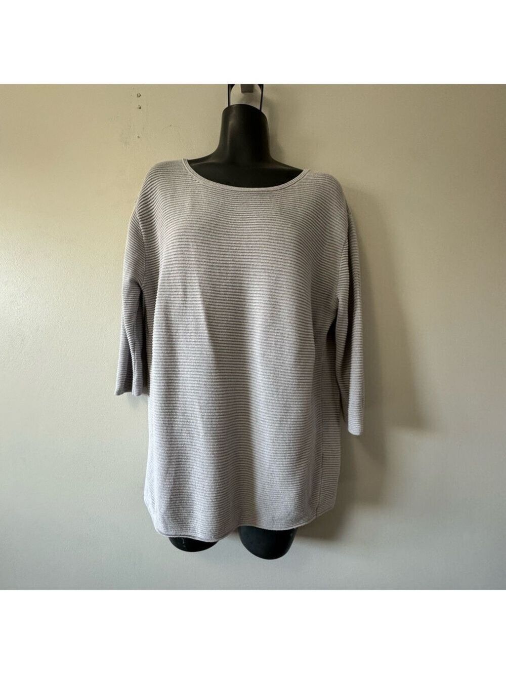 Aritzia Wilfred Blanchard Gray  Sweater Ribbed Crewneck Small linen blend